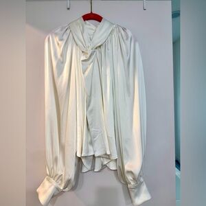 A.W.A.K.E Mode Ivory Draped Blouse